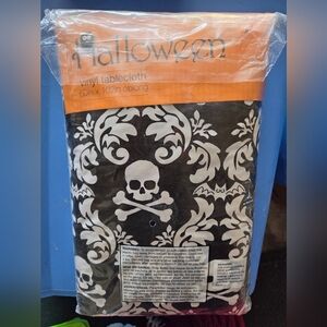 Halloween Vinyl Tablecloth with Skull Design